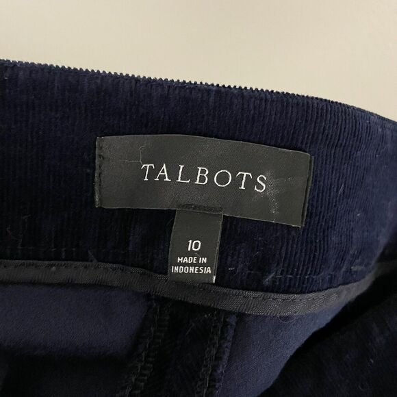 Talbots Womens 10 Dark Blue Fine Corduroy Side Zip Skirt Straight - Picture 4 of 6